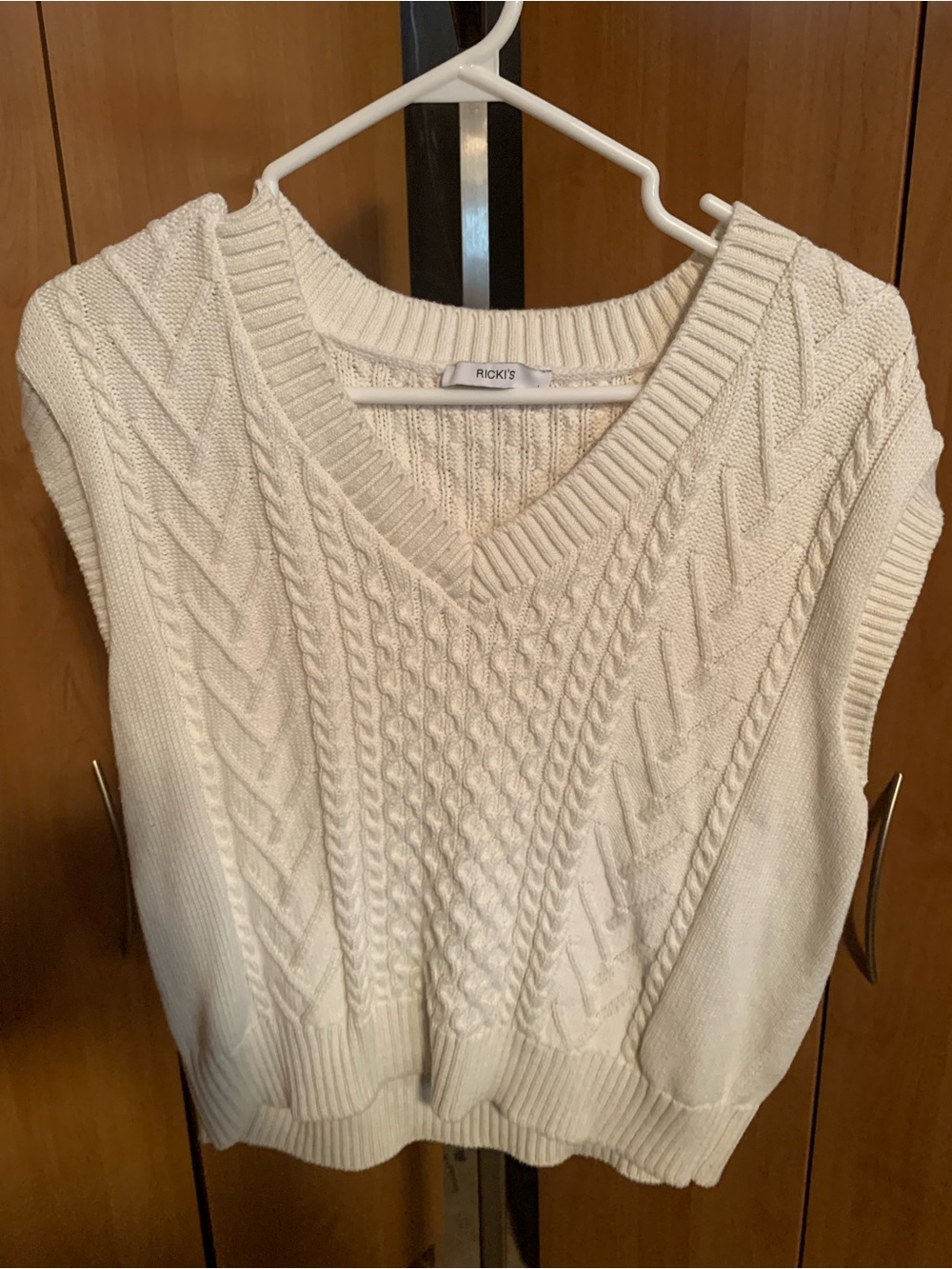 Ricki's Cream Cable-Knit V-Neck Sweater Vest